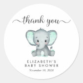 Sticker Rond Merci Baby shower Eléphant mignon (Devant)