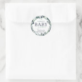 Sticker Rond Merci Baby shower Eucalyptus aquarelle (Sac)