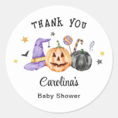 Sticker Rond Merci Baby shower Halloween (Devant)