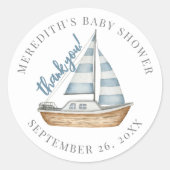 Sticker Rond Merci Baby shower nautique (Devant)