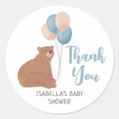 Sticker Rond Merci Baby shower ours (Devant)