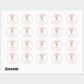 Sticker Rond Merci Baby shower rose Teddy Bear (Feuille)