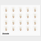 Sticker Rond Merci Baby shower Safari Monkey Aquarelle (Feuille)