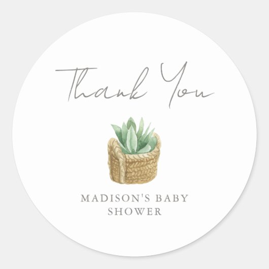 Sticker Rond Merci Baby shower simple et efficace (Devant)