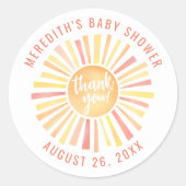 Sticker Rond Merci Baby shower solaire (Devant)