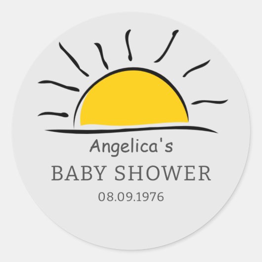Sticker Rond Merci Baby shower solaire (Devant)