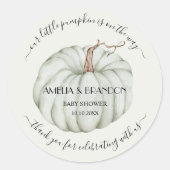 Sticker Rond Merci Baby shower vert Petit Citrouille (Devant)