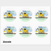 Sticker Rond Merci Backhoe, Conduire Par Anniversaire, Douche (Feuille)
