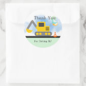 Sticker Rond Merci Backhoe, Conduire Par Anniversaire, Douche (Sac)