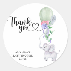 Sticker Rond Merci Ballon et Éléphant