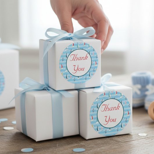 Sticker Rond Merci Bateau à Voile Nautique