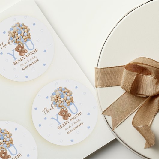 Sticker Rond Merci Beary Much Blue Bear