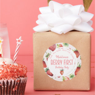 Sticker Rond Merci Beaucoup Fraise