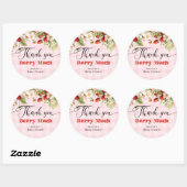 Sticker Rond Merci beaucoup fraise merci (Feuille)