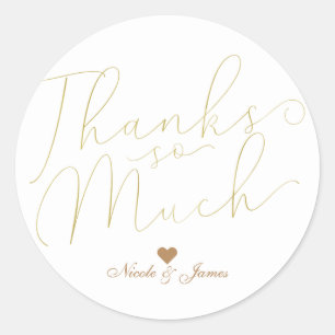 Sticker Rond Merci beaucoup merci beaucoup écriture dorée type 