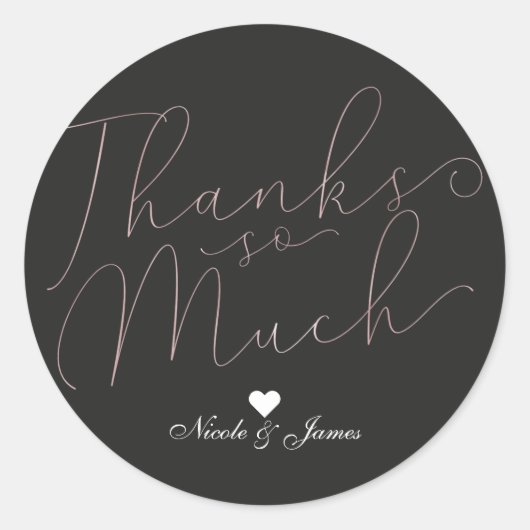 Sticker Rond Merci beaucoup merci Thin Rose Gold Script (Devant)