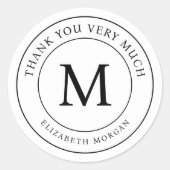 Sticker Rond Merci Beaucoup Monogramme Moderne (Devant)