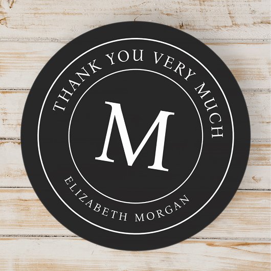 Sticker Rond Merci Beaucoup Monogramme Moderne