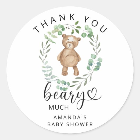 Sticker Rond Merci beaucoup nounours (Devant)