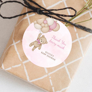Sticker Rond Merci beaucoup pour la Baby Shower Rose