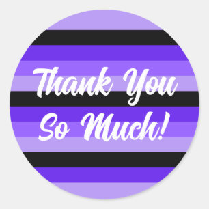 Sticker Rond Merci beaucoup ! Rayures violettes et noires