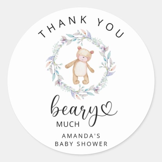 Sticker Rond Merci beaucoup Teddy Beary  (Devant)
