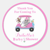 Sticker Rond Merci bébé fille de golf Eléphant & singe (Devant)