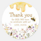 Sticker Rond Merci Bee Un Anniversaire De Bébé Fille Mignon Cél (Devant)