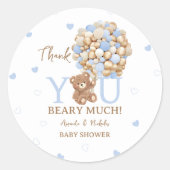 Sticker Rond Merci Beer beaucoup bleu Ours (Devant)