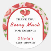 Sticker Rond Merci Berry Baby shower aux fraises (Devant)