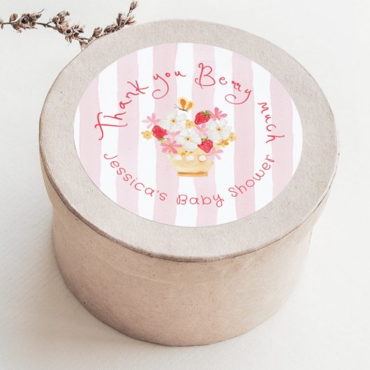 Sticker Rond Merci Berry Baby shower Whimsical
