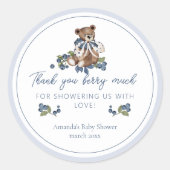 Sticker Rond Merci Berry beaucoup Blueberry Ours Bébé Garçon Do (Devant)