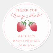 Sticker Rond Merci Berry Beaucoup de fraises Rouge rose Faveur (Devant)