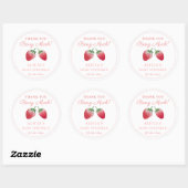 Sticker Rond Merci Berry Beaucoup de fraises Rouge rose Faveur (Feuille)