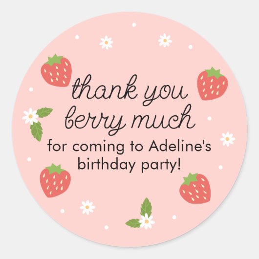 Sticker Rond Merci Berry Beaucoup fraise Anniversaire (Devant)