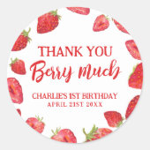 Sticker Rond Merci Berry Beaucoup Fraise fête d'anniversaire (Devant)
