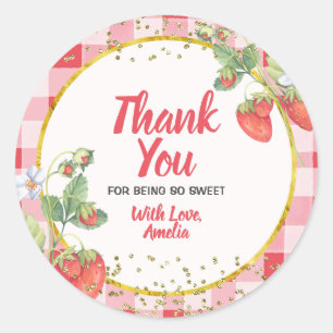 Sticker Rond Merci Berry Sweet Strawberry d'être ici