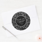 Sticker Rond Merci : Black and White 50th Birthday Party (Enveloppe)
