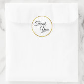 Sticker Rond Merci Black White et Or Elegant Scipt (Sac)