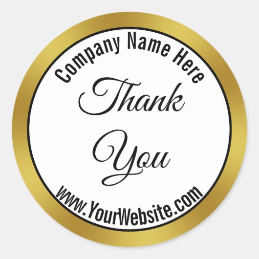 Sticker Rond Merci Black White Gold Nom d'entreprise Site Web (Devant)