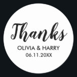 Sticker Rond Merci blanc<br><div class="desc">Elégant merci stickers blanc classique rond idéal pour les cadeaux de mariage et d'anniversaire.</div>