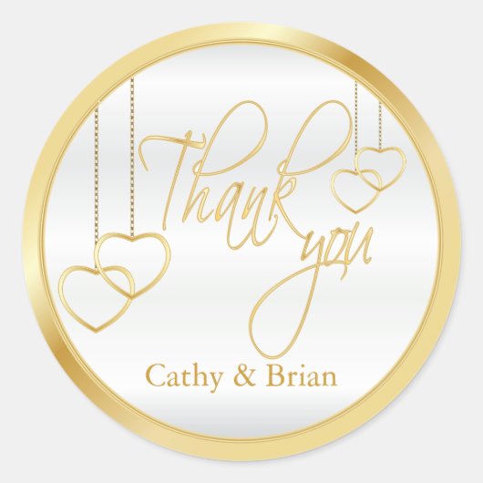 Sticker Rond Merci blanc et or (Devant)