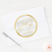 Sticker Rond Merci blanc et or (Enveloppe)