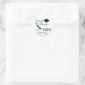 Sticker Rond Merci Blanc et Vert Classe de 2025 Graduate (Sac)