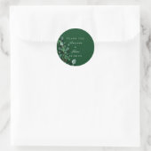 Sticker Rond Merci blanc Eucalyptus vert Russe Mariage (Sac)