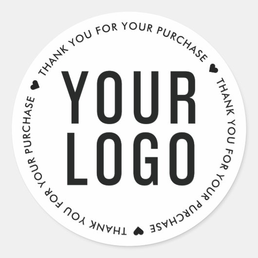 Sticker Rond Merci blanc pour votre achat Logo d'entreprise (Devant)