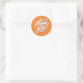 Sticker Rond Merci Blanc sur Orange (Sac)