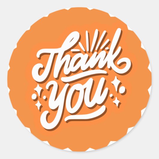 Sticker Rond Merci Blanc sur Orange (Devant)