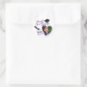 Sticker Rond Merci blanc violet classe de 2025 Graduation (Sac)
