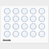 Sticker Rond Merci Bleu Blanc Baroque (Feuille)